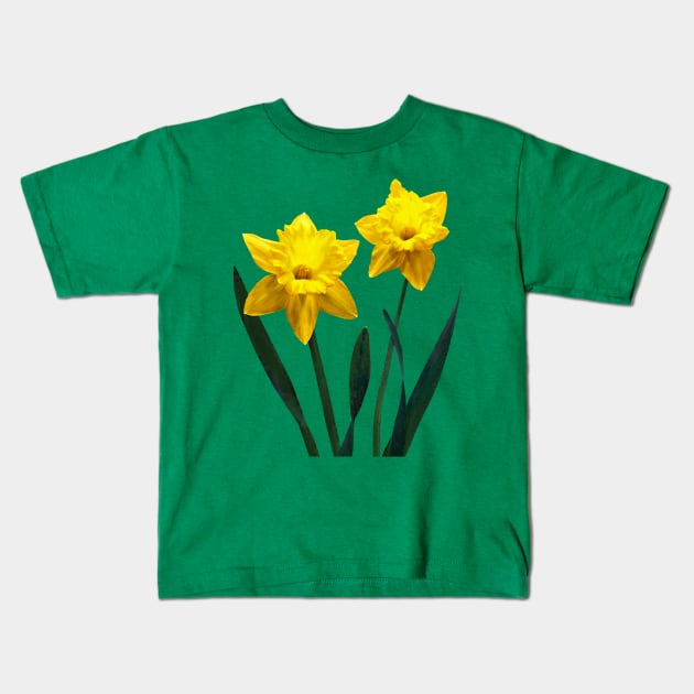 Yellow Daffodil Pair Kids T-Shirt by SusanSavad